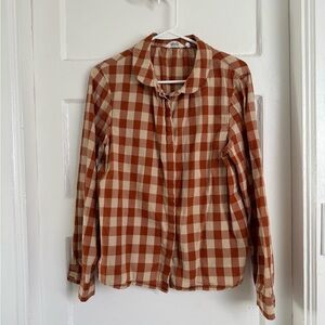 British Sustainable Fashion Brand Toast, Pumpkin Spice Gingham 100% Cotton Shirt